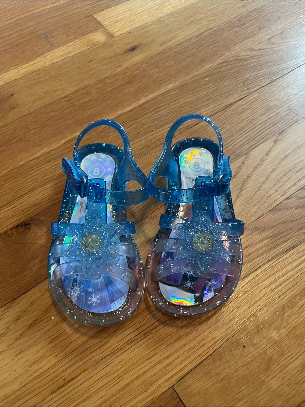 Frozen Blue/Pink Glitter Jelly Sandals with Light Up Snowflakes